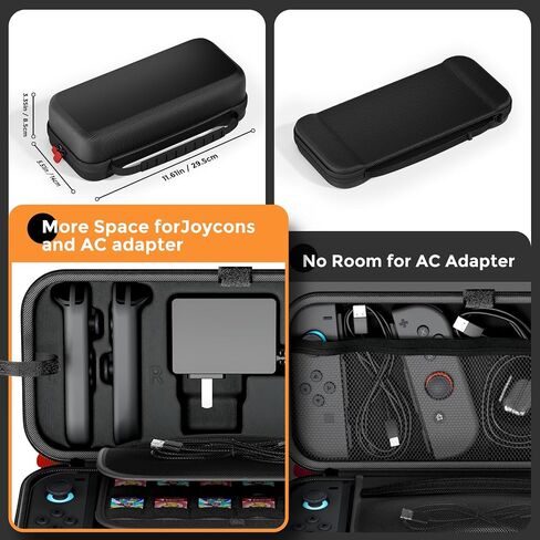 ProCase Carrying Case for Switch Lite with Screen Protector, Portable Travel Carry Case Hard Shell 2 in 1 Accessories Kit for Switch Lite 2019 with 10 Game Cartridges -Black in Saudi Arabia