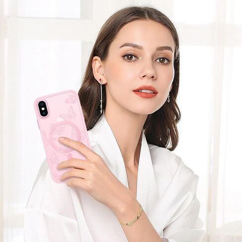BENTOBEN for iPhone Xs Max Case, Cute Butterfly Pattern Magnetic Case [Compatible with MagSafe] Translucent Matte Slim Women Girl Protective Cover Cases for iPhone Xs Max 6.5 inch, Pink in Saudi Arabia