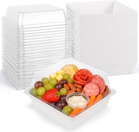 VGOODALL 48PCS Charcuterie Boxes with Clear Lids, 5.3" x 4.9" x 2.6" To Go Cookie Bakery Box for Cake Slice Pastry Sandwich Dessert (Brown) in Kuwait