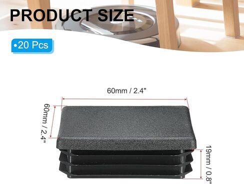 PATIKIL Square Plastic Hole Plugs 1inch, 20 Pack Tubing Insert End Cap for Square Metal Tubing Furniture Chair Leg Fence Post Pipe, Black in Kuwait