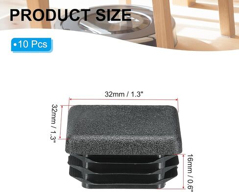 PATIKIL Square Plastic Hole Plugs 1inch, 20 Pack Tubing Insert End Cap for Square Metal Tubing Furniture Chair Leg Fence Post Pipe, Black in Kuwait