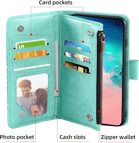 Asuwish Phone Case for Samsung Galaxy S10e Wallet Woallet with with presped glass screen protector و Flower Leather Flip Card Card stand lanyard accessories s 10e 10se se10 women men men brown in Kuwait