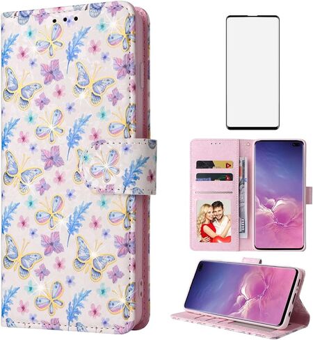 علبة الهاتف ASUWISH لـ Samsung Galaxy S10 Plus Wallet Pres Cell Flip with with Glass Glass Screen Protector Slot Slot Slot STAND S10+ S10PLUS 10S EDGE S 10 10PLUS GRAY in Saudi Arabia