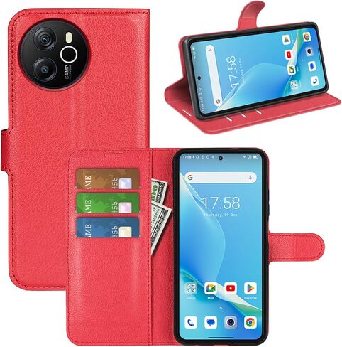 Flip Case for Blackview Shark 8 Wallet PU Leather Magnetic Protective Cellphone Case for Oscal Tiger 12 Folio Book Cover with Stand (Red) in Saudi Arabia