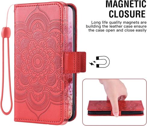 Asuwish Compatible with Samsung Galaxy J3 Luna Pro J 3 Prime 2017 Emerge 3J Eclipse Mission Wallet Case and Tempered Glass Screen Protector Flip Card Holder Cell Phone Cover for Glaxay S327VL Men Red in Saudi Arabia