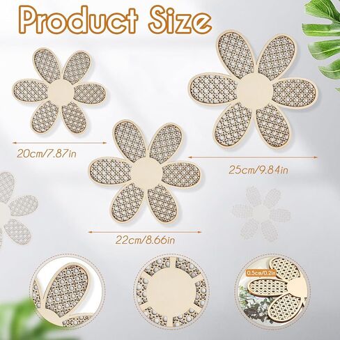 6 Pcs Boho Nursery Decor, Daisy Flower Woven Macrame Wall Hanging 3 Size Pink Decor Flower Wall Decor Boho Wall Decor for Girl Nursery Bedroom Room Dorm Wall Art (Pink+Brown+White) in Saudi Arabia