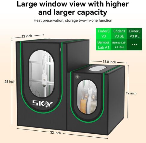 Update 3D Printer Enclosure with LED Light, Smoke Exhaust Kit, Thermo-Hygrometer,Fireproof Dustproof Tent Constant Temperature Protective Cover for Bambu Lab A1,A1 Mini,840 * 580 * 580mm in Kuwait