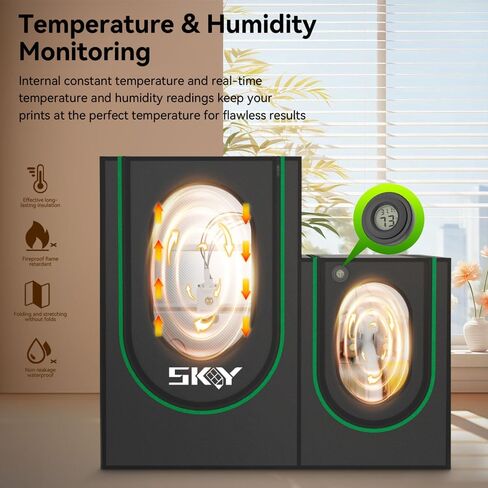 Update 3D Printer Enclosure with LED Light, Smoke Exhaust Kit, Thermo-Hygrometer,Fireproof Dustproof Tent Constant Temperature Protective Cover for Bambu Lab A1,A1 Mini,840 * 580 * 580mm in Kuwait