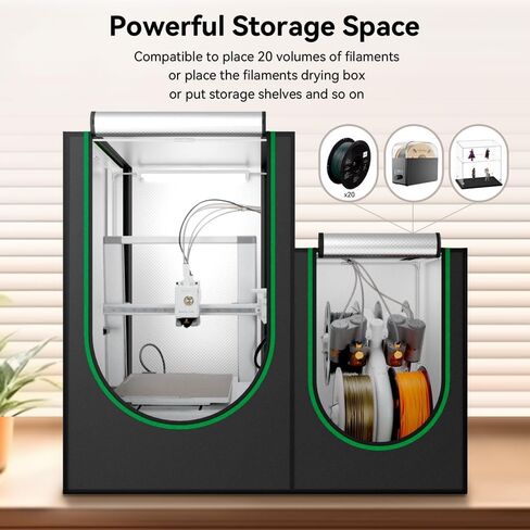 Update 3D Printer Enclosure with LED Light, Smoke Exhaust Kit, Thermo-Hygrometer,Fireproof Dustproof Tent Constant Temperature Protective Cover for Bambu Lab A1,A1 Mini,840 * 580 * 580mm in Kuwait