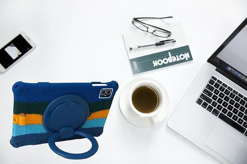 Tablet Case for 10.1 inch Teclast M50Pro / M50HD / M50 Soft Anti-Stress Silicone Case with 360° Rotate Stand/Pencil Holder/Shoulder Strap/Pen for Teclast 10.1 inch (Colorful Blue) in Saudi Arabia