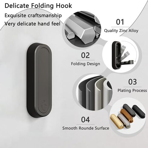 4PCS Foldable Invisible Hook Zinc Alloy Bathroom Wall Hook Retractable for Closet Scarf Hat Robe Key Purse Bag Folding Hooks Minimalist Style (Bronze) in Saudi Arabia