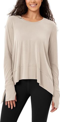 Ododos Women's Modal Soft Long Sleeve Tee مع Thumb Holed Athletic Gym Porkout Tops قمصان اليوغا in Saudi Arabia