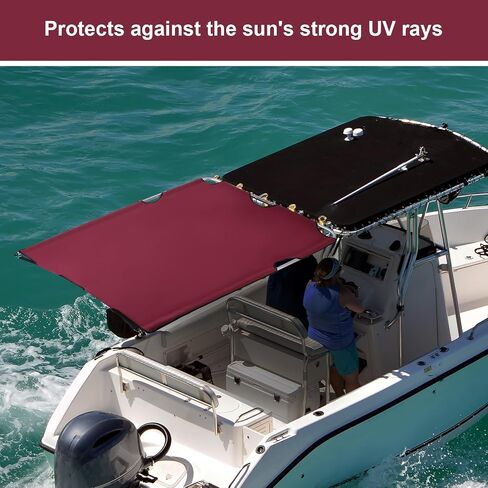 Boat Shade Canopy Top Cover for T-Top Center Console Stern Rod Holder, High-Tech Polyester Fiber, Blue in Kuwait