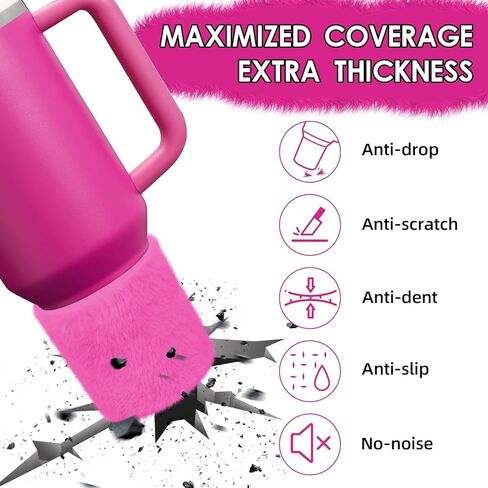 حذاء WUQID من السيليكون عالي الحماية من القطيفة، متوافق مع Stanley H2.0 40oz 30oz 20oz & IceFlow Flip 30oz 20oz، كم مطاطي فاخر من الفرو الصناعي in Kuwait