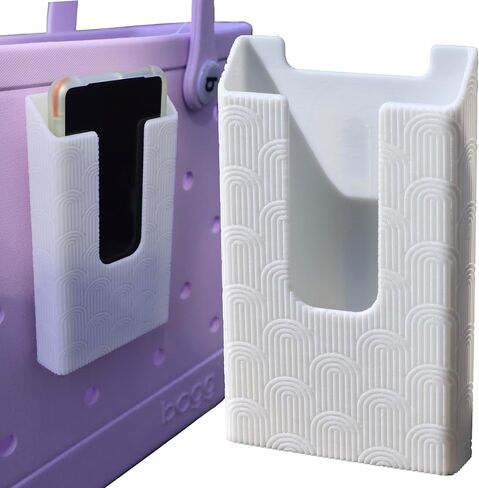 Generic Phone Holder fits Original, Baby and Bitty Bogg Bag, Simply Modern, Simply South Bags, Fits Large Phones, Secure Attachment, Inside/Outside Mounting (White Floral Pattern) in Saudi Arabia