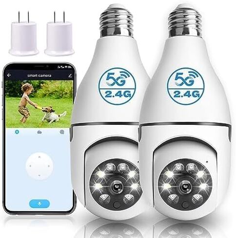 MCJ 2K / 4MP Light Bulb Security Camera Outdoor Waterproof, 2.4GHz Wireless WiFi Light Socket Camera for Home Secuity with Motion Detection and Alarm, Color Night Vision (IK580) in Saudi Arabia