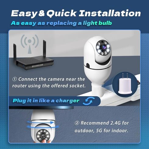 MCJ 2K / 4MP Light Bulb Security Camera Outdoor Waterproof, 2.4GHz Wireless WiFi Light Socket Camera for Home Secuity with Motion Detection and Alarm, Color Night Vision (IK580) in Saudi Arabia