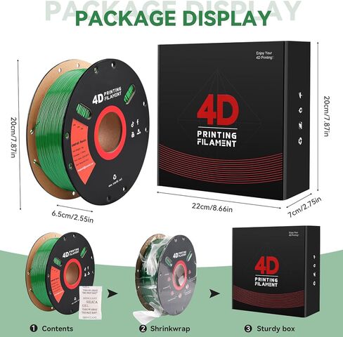 خيوط SMP للطابعة ثلاثية الأبعاد (خيوط 4D) 1.75 مم 1 كجم، مادة بوليمر ذاكرة الشكل، دقة الأبعاد +/-0.03 مم، خيوط 1.75 مم لطابعات Bambu Lab X1/P1P/A1، Creality K1C FDM ثلاثية الأبعاد، أزرق in Kuwait