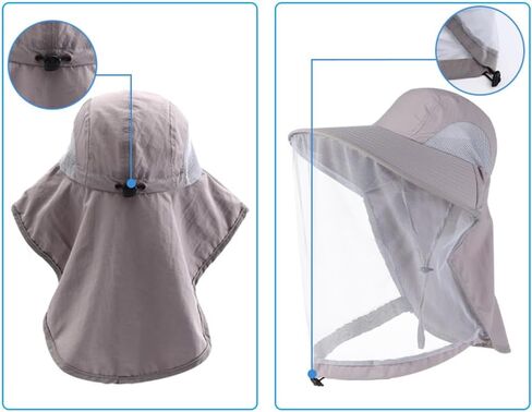 Tibeha Foldable Mosquito Hat Wide Brim with Large Neck Flap for Men Women Hiking Gardening Fishing Sun Hat in Saudi Arabia