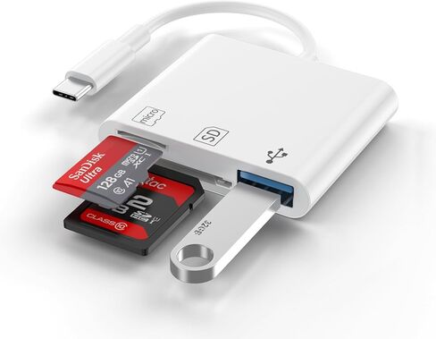 USB C SD Memory Card Reader [Apple MFi Certified] Type C to SD Card Adapter for iPhone 15 USB C Camera Adapter Trail Camera Viewer for iPhone 16 15 iPad MacBook Air/Pro Galaxy, Plug and Play in Kuwait