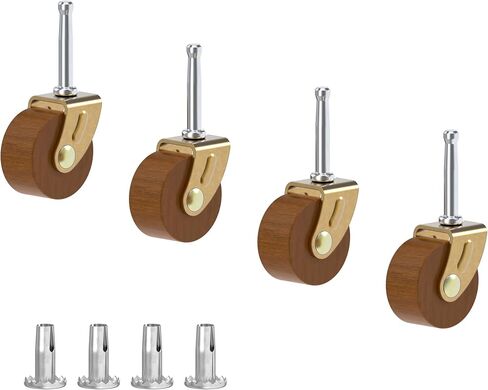 Wood Furniture Caster Wheel | Diameter: 1 5/8" | Stem Caster Wheels for Table, Sofa, Chest, Dresser, Cabinet, Cart, Chair | Vintage Furniture Rollers | UA-321-CW (4) in Kuwait
