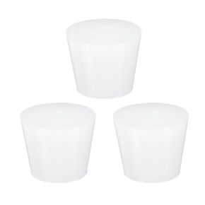 uxcell 3 Pcs White Silicone Solid Rubber Stoppers, Tapered Plugs Lab Seal Tube Stopper Plugs for Drainpipe Sinks Industry and Laboratories, 42mm to 53mm Dia