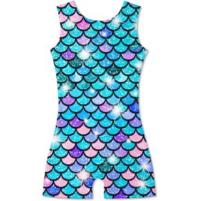 Girls Gymnastics Leotards Shiny Unitard Biketard Kids Tumbling Dance Outfits 4-10 Years