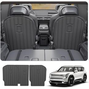Cargo Mat Compatible with 2024 2025 Kia EV9 Trunk Mat Cargo Liner TPE All Weather Back Seat Cover Protector 3rd Row Trunk Liner 2024 Accessories (6&7 Seats, Trunk Mat with Backrest Mats)
