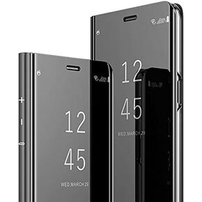 Omorro Smart Case For Galaxy Note 10 Plus / Galaxy Note 10+ 5G Wireless Charging Support Window's View Design Flip Wallet 360 Full Body Built-in Screen Protector Slim Electroplate Mirror Stand Cover