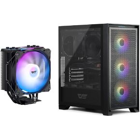 darkFlash DRX70 ATX Mid-Tower Gaming PC Case + Z4Pro Mist CPU Cooler, 120mm Single-Tower, TDP 200W(Black)