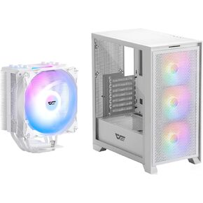 darkFlash DRX70 ATX Mid-Tower Gaming PC Case + Z4Pro Mist CPU Cooler, 120mm Single-Tower, TDP 200W(White)