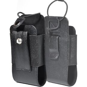 HYS Heavy Duty Leather Walkie Talkie Radio Holster with Metal Clip- Universal Tactical Pouch for Motorola R7 APX6000 HT90 MTX900, Uniden & Most Amateur HT Radios