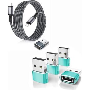 Elebase 5Pack USB to USB C Adapter and USB Type C to C 100W Cable,for Apple Watch Ultra iWatch 7 8 SE,iPhone 12 13 14 15 Pro Max Plus,Airpods,iPad 8th 9th 10th Air 4th 5th Mini 6th