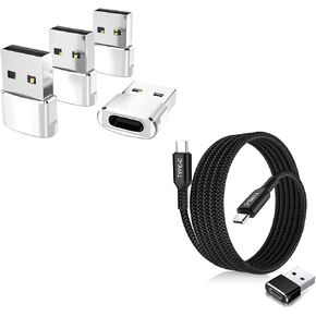 Elebase 4 Pack USB to USB C Adapter and USB Type C to C 100W Cable 10FT with USB Adapter for Apple Watch Ultra iWatch 7 8 SE,iPhone 12 13 14 15 Pro Max Plus,Airpods,iPad 8th 9th 10th Air 4th 5th