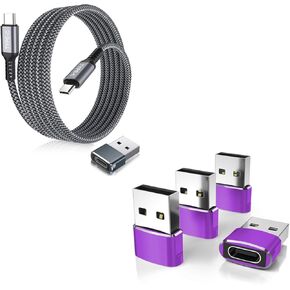 Elebase 4 Pack USB to USB C Adapter and USB Type C to C 100W Cable 10FT with USB Adapter for Apple iPhone 12 13 14 15, iPad 8 8th 9 9th 10 10th Air 4th 5 5th Mini 6 6th Generation,Samsung Galaxy