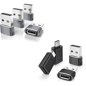 Elebase 4 Pack USB to USB C Adapter and 4 Pack USB to USB C Adapter&Type C Male to 3.0 Female Charger for Apple Watch Ultra iWatch Series 8 7,iPhone 12 13 14 15 Pro Plus Max,Airpods,iPad 9 10