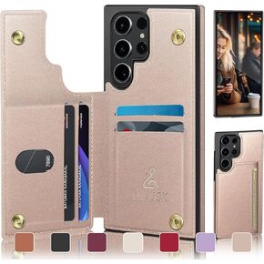 for Samsung Galaxy S23 Ultra 5G Wallet Phone Case with Card Holder[RFID Blocking Leather Protection][Back Flip Magnetic Clasp Zipper Cases] Shockproof Women Men Cover for Samsung S23 Ultra Red