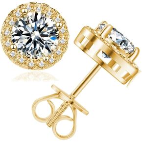 Moissanite Stud Earrings, 0.6CT-2.4CT /Pair Princess Cut D Color VVS1 Clarity Brilliant Lab Created Moissanite Earrings 925 Sterling Silver Screw Back Moissanite Earrings for Women Men