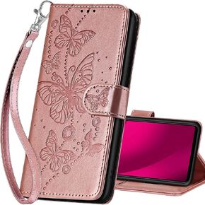 for T-Mobile Revvl 7 Pro 5G Wallet case, Flip Folio Cover with Stand Feature for Women Men, PU Leather Phone Case Fit for T-Mobile Revvl 7 Pro 5G [Rose Gold]