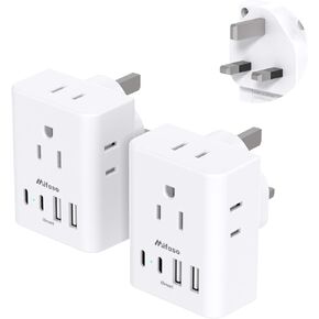 2 Pack European Travel Plug Adapter, International Power Adapter with 4 Outlets 4 USB C Ports (2 USB C), Type C Adapter for US to Most of Europe EU Italy Spain Greece Portugal France Germany