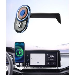 Wireless Charging car Phone Holder for Volkswagen Atlas/Altas Cross Sport 2024-2025 Accessories 12 inch Screen Fixed Clip,360° Rotation car Phone Mount Compatible with MagSafe