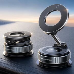 JOYROOM Magsafe Suction Cup Phone Mount, Vacuum Magnetic Phone Holder for Car, 360° Metal Strut Magsafe Car Mount for iPhone 16 Pro Max Plus & Android Magsafe Case, Dark Blue
