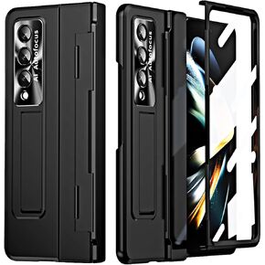 Miimall Compatible Samsung Galaxy Z Fold 5 Case with Upgraded Hinge Protection, Camera Lens Film, Front Screen Protector, Luxury Case for Galaxy Z Fold 5 2023 (Blue)