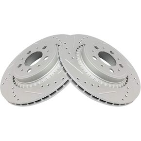 TRQ Front Performance Brake Rotor Drilled Slotted Pair Set for 2010-2015 Chevy Camaro / 2009 Pontiac G8 / 2012-2013 Buick Regal / 2014-2017 Chevy SS in Kuwait