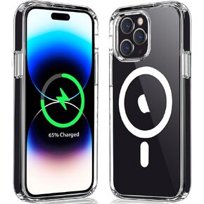 Magnetic Case Compatible with iPhone 14 Pro Max Case, Compatible with MagSafe Wireless Charging, Transparent Anti-Scratch Back Shockproof Protective Slim Thin Phone Case Cover, Clear