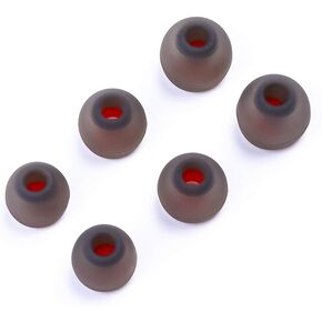 3 Pairs Silicone Noise Reduction Replacement Ear-Tips Ear-gels Ear-Pads, Dust-Proof, Premium Earbud Tips Fits Most Earphones. (Grey+red)