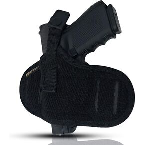 Tactical Pancake Gun Holster Houston - Nylon Concealed Carry Soft Material | Suede Interior for Maximum Protection | Outside Belt Slide | Ambidextrous Fit: Glock 19 23 32 26 27 33 30 | M-P Shield, XDs