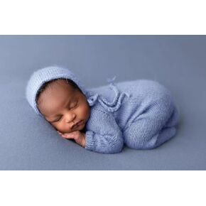 Newborn Photography Props Outfits Cute Mohair Hat Romper Bodysuit Infant Baby Boys Girls Photoshoot Props Costume Set ﻿