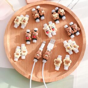 2 in 1 Data Cable Protector Cover, Cute Cartoon Data Cable Protective case, Mobile Phone Charging Cable Anti-Break Protector,Compatible with All Data Cable Mini Cartoon Sets