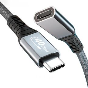 كابل امتداد USB4 1 قدمًا ، USB C 4.0 سلك موسع للذكور إلى كبل الإناث دعم نقل البيانات 40 جيجابت في الثانية ، شحن سريع 100 واط ، فيديو 8K و 4K مزدوج لـ iPhone 15 Pro Max ، MacBook ، Dell XPS ، Thunderbolt 4/3